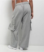 Nike Sportswear Dance Dark Grey Heather & Black Low Rise Oversized French Terry Open Sweatpants