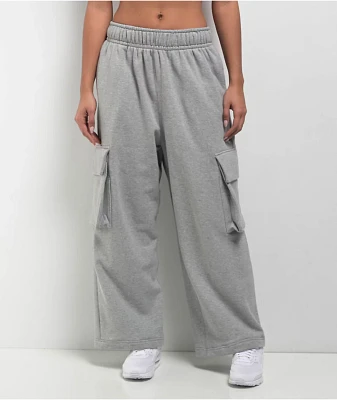 Nike Sportswear Dance Dark Grey Heather & Black Low Rise Oversized French Terry Open Sweatpants