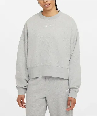 Nike Sportswear Essential Collection Heather Grey Crop Crewneck Sweatshirt
