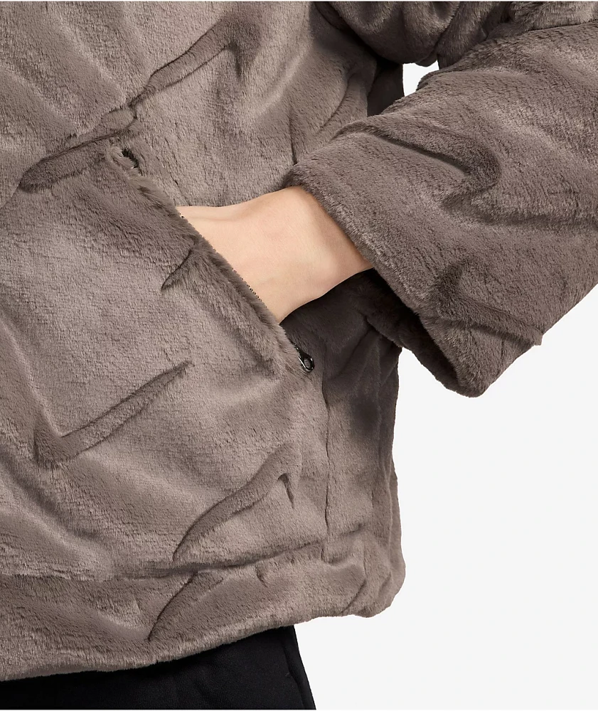 Nike Sportswear Essential Faux Fur Brown Jacket