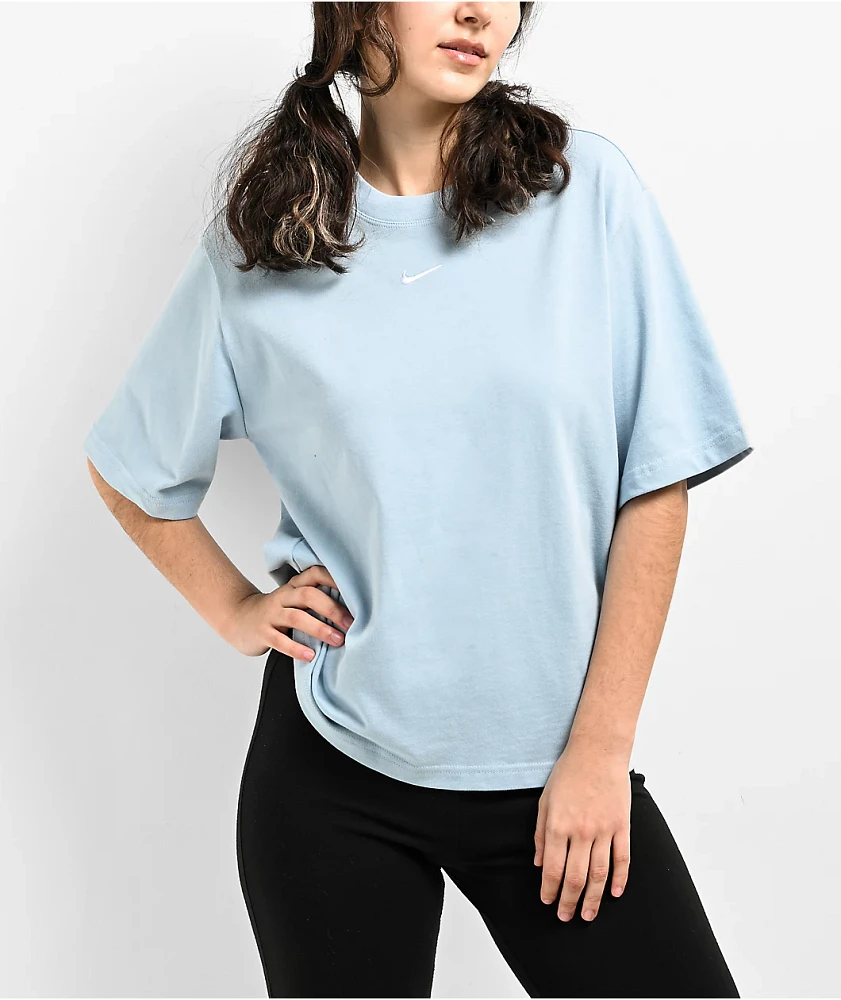 Nike Sportswear Essential Light Blue Boxy Crop T-Shirt