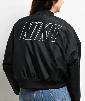 Nike Sportswear Faux Fur Black Reversible Bomber Jacket