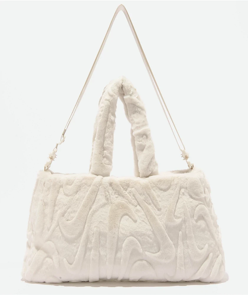 Nike Sportswear Faux Fur White Tote Bag