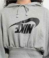 Nike Sportswear French Terry Heather Grey Oversized Crop Hoodie