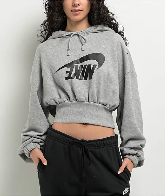 Nike Sportswear French Terry Heather Grey Oversized Crop Hoodie