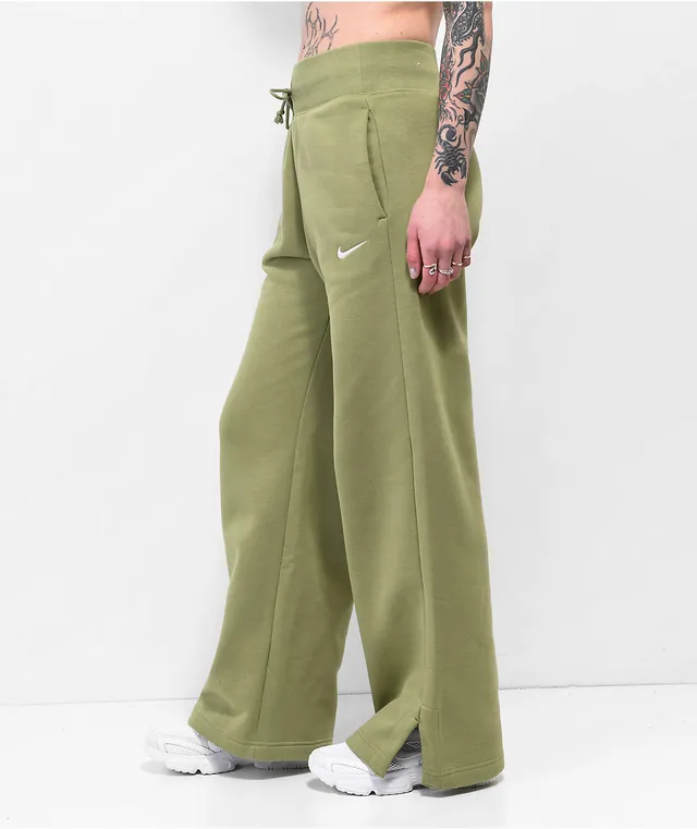 High-Waisted Dynamic Fleece Zip-Pocket Wide-Leg Sweatpants for