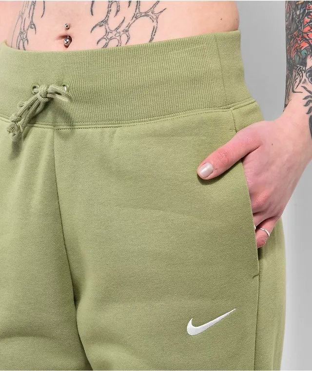 NIKE Nike Sportswear Phoenix Fleece Women's High-Waisted Wide-Leg Sweatpants, Sage green Women's Casual Trouser
