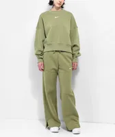 Nike Sportswear Pheonix Fleece Green High Waisted Wide Leg Sweatpants