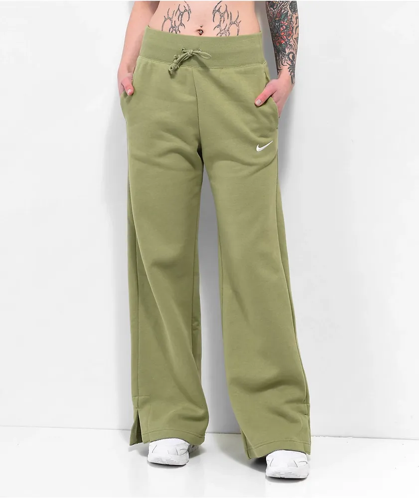 Nike Sportswear Pheonix Fleece Green High Waisted Wide Leg Sweatpants