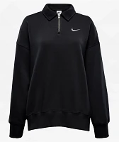 Nike Sportswear Phoenix Fleece Black & Sail Oversized Quarter Zip Sweatshirt