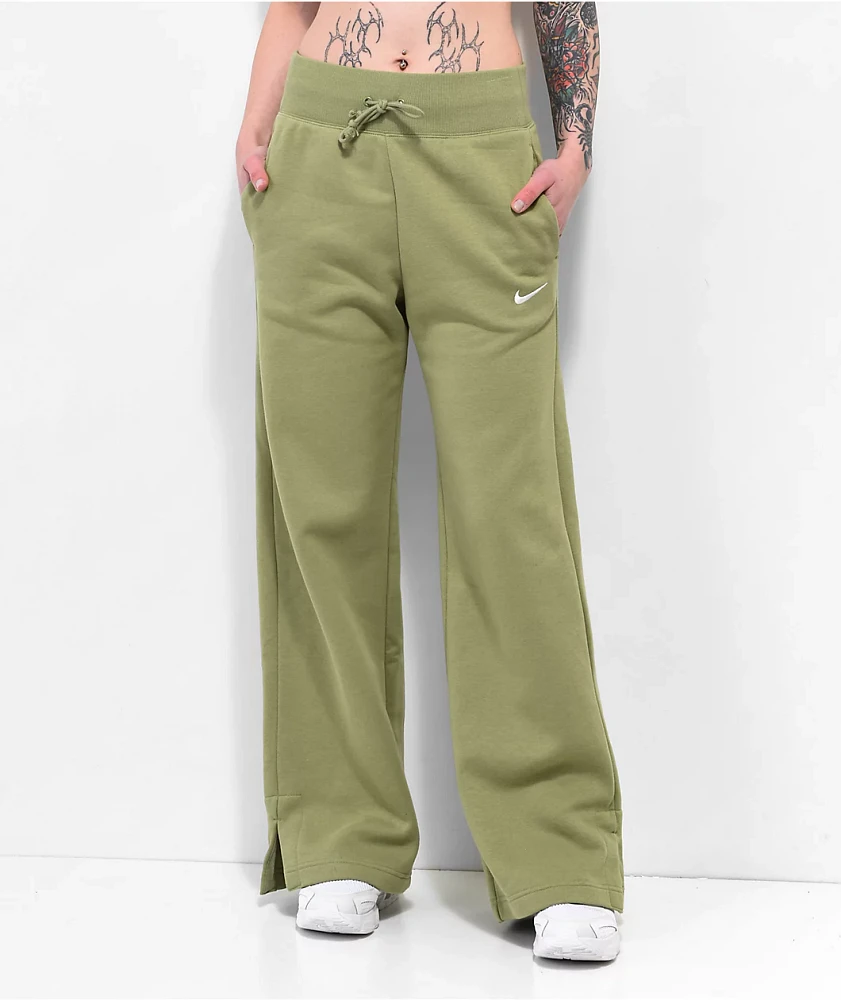 Nike Sportswear Phoenix Fleece Green High Waisted Wide Leg Sweatpants