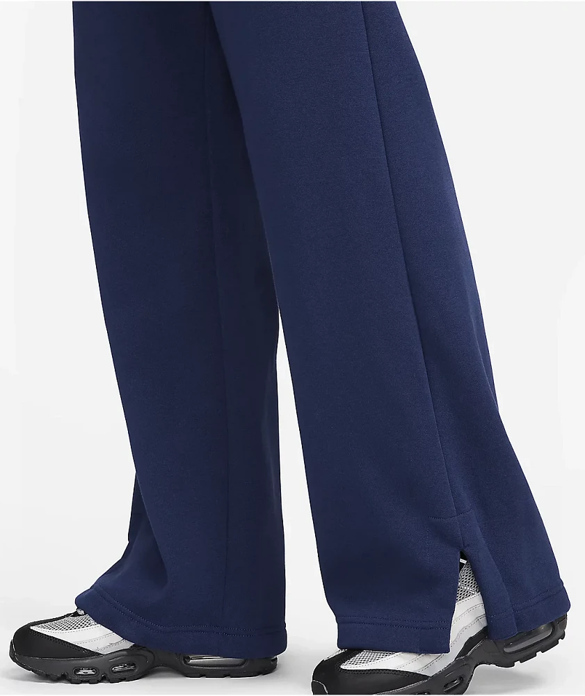 Nike Sportswear Phoenix Fleece Navy Blue High Waisted Wide Leg Sweatpants