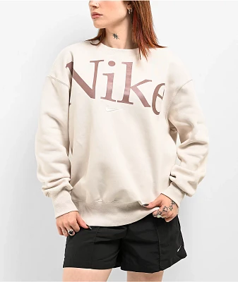 Nike Sportswear Phoenix Fleece Oversize Logo Light Orewood Crewneck Sweatshirt