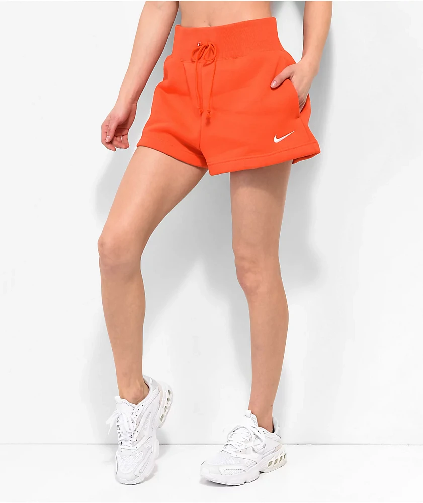 Nike Sportswear Phoenix High-Rise Red Fleece Sweat Shorts