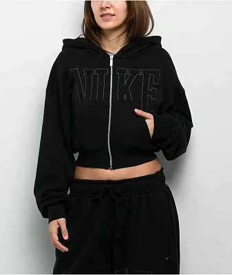Nike Sportswear Street Black Zip Crop Hoodie