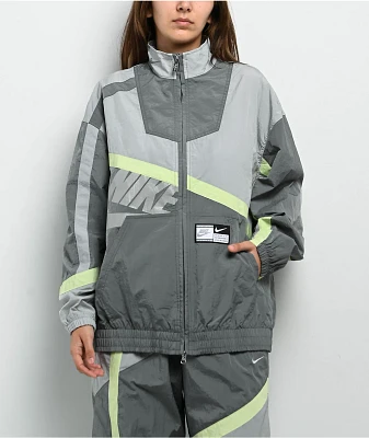 Nike Sportswear Street Woven Grey & Light Green Zip Track Jacket