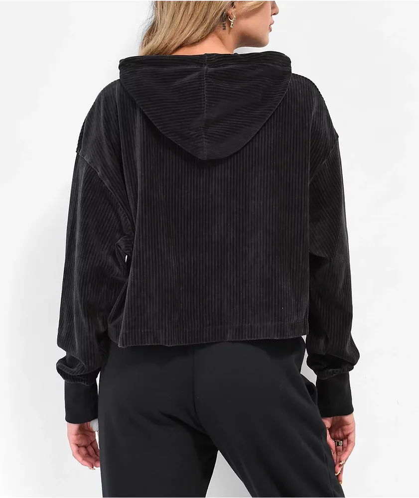Nike Sportswear Velour Mod Black Crop Hoodie