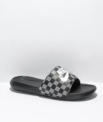 Nike Victori One Printed Black & White Checkerboard Slide Sandals