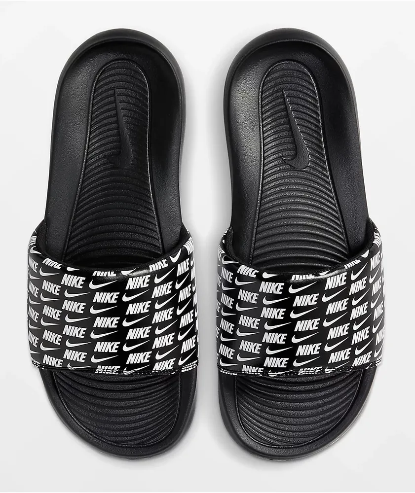 Nike Victori One Printed Black & White Slide Sandals 