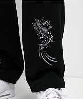 Ninth Hall Airbrushed Koi Black Loose Fit Cargo Sweatpants