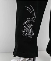 Ninth Hall Airbrushed Koi Black Loose Fit Cargo Sweatpants