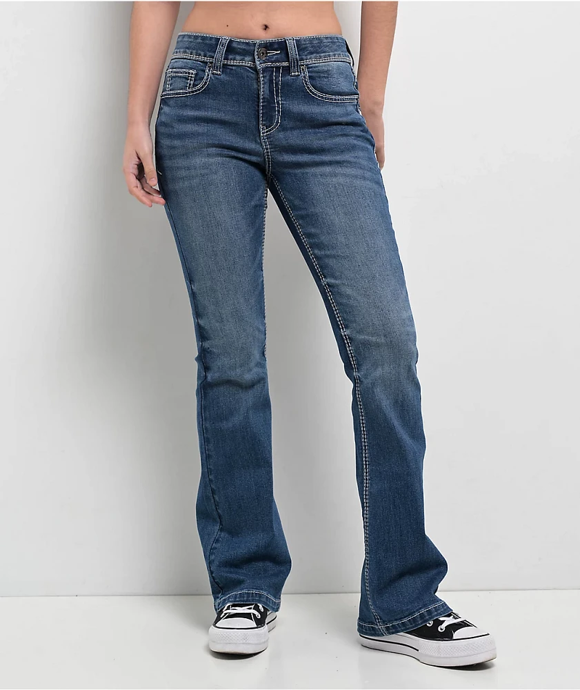 Ninth Hall Alyssia Chain Blue Wash Flare Jeans