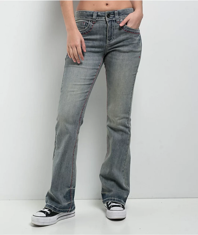 Ninth Hall Alyssia Contrast Blue Wash Mid Rise Bootcut Jeans