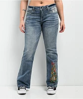 Ninth Hall Alyssia Printed Selfie Mid Rise Bootcut Jeans