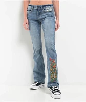 Ninth Hall Alyssia Printed Selfie Mid Rise Flare Jeans