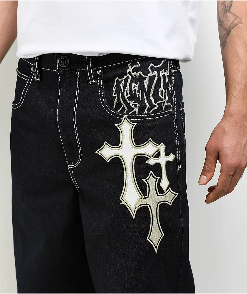 Ninth Hall Ambush Crosses Raw Indigo Loose Fit Jeans