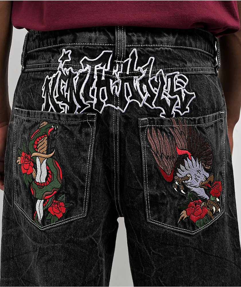 Ninth Hall Ambush Embroidered Black Wash Jeans