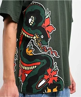 Ninth Hall Ambush Snake Floral Green T-Shirt