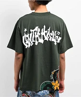 Ninth Hall Ambush Snake Floral Green T-Shirt