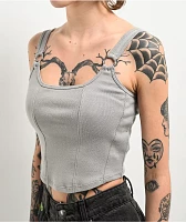 Ninth Hall Avivah Grey Ribbed Corset Tank Top