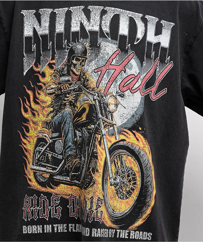 Ninth Hall Born In Flames Black Wash T-Shirt