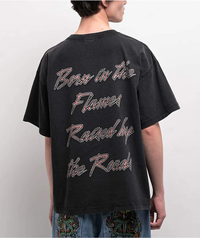 Ninth Hall Born In Flames Black Wash T-Shirt