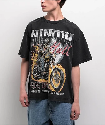 Ninth Hall Born In Flames Black Wash T-Shirt