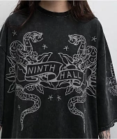 Ninth Hall Ciara Snake Black Wash Oversized Boxy T-Shirt