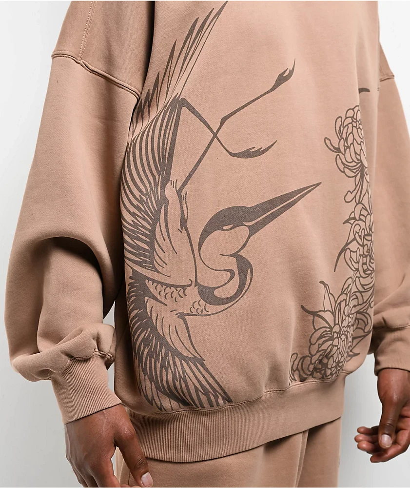 Ninth Hall Crane Brown Oversized Crewneck Sweatshirt