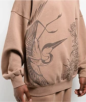 Ninth Hall Crane Brown Oversized Crewneck Sweatshirt