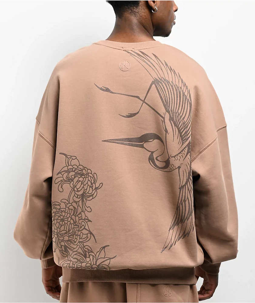 Ninth Hall Crane Brown Oversized Crewneck Sweatshirt