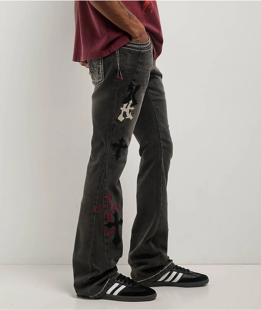 Ninth Hall Crosses Grey Wash Stacked Flare Jeans