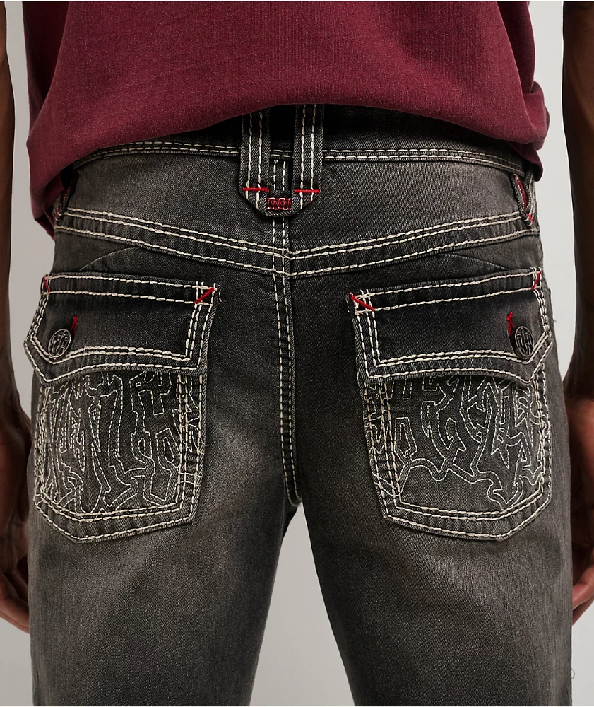 Ninth Hall Crosses Grey Wash Stacked Flare Jeans