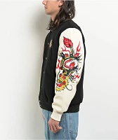 Ninth Hall Dragon Black & Cream Varsity Jacket