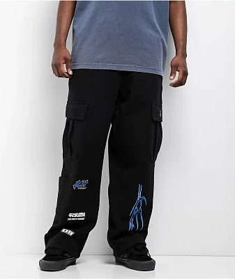 Ninth Hall Fast Lane Black Baggy Cargo Sweatpants