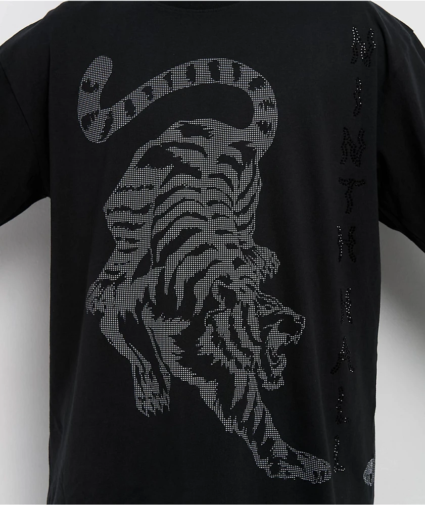 Ninth Hall Faux Rhinestones Black Long Sleeve T-Shirt