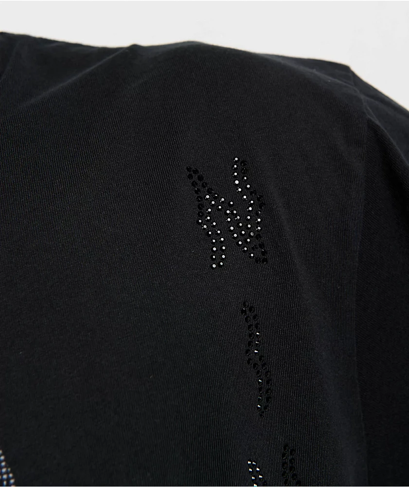 Ninth Hall Faux Rhinestones Black Long Sleeve T-Shirt