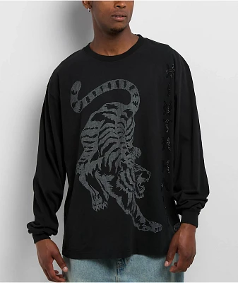 Ninth Hall Faux Rhinestones Black Long Sleeve T-Shirt
