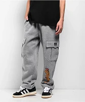 Ninth Hall Flash Tattoo Heather Grey Loose Fit Cargo Sweatpants