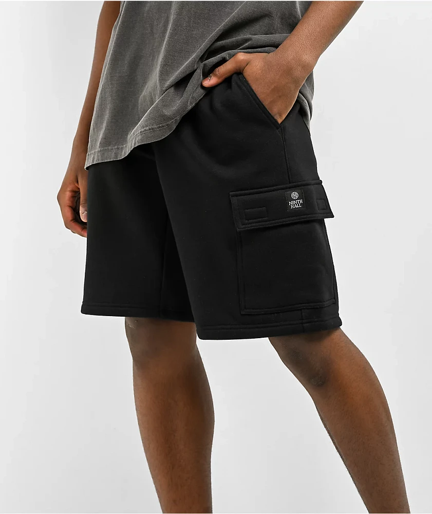 Ninth Hall Fundamentals Black Cargo Skate Sweat Shorts